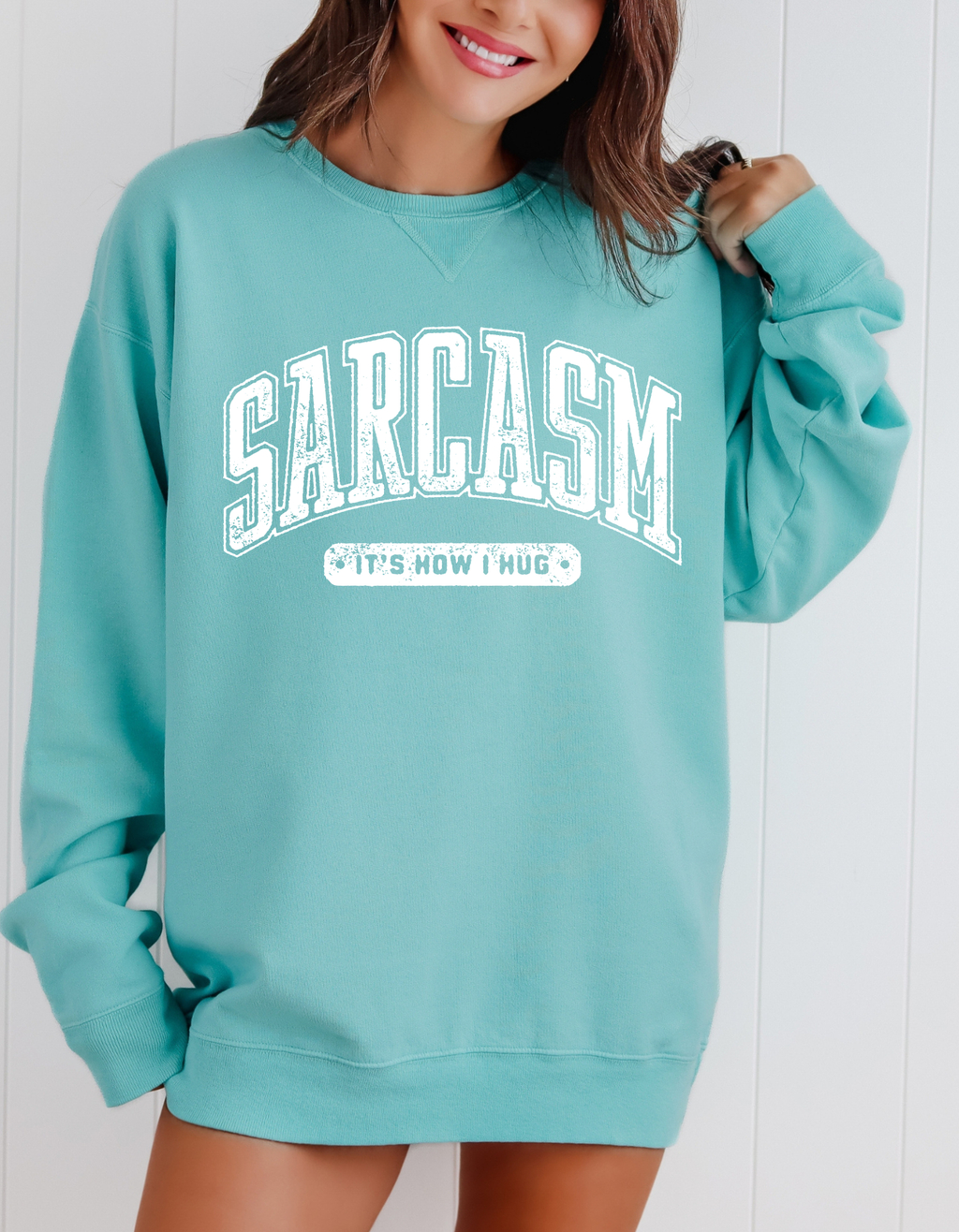 Sarcasm Crewneck Sweatshirt — 'Sarcasm: It's My Charm' Graphic